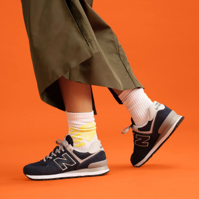 Патики New Balance WL574EVB, женски, антилоп кожа, сиви