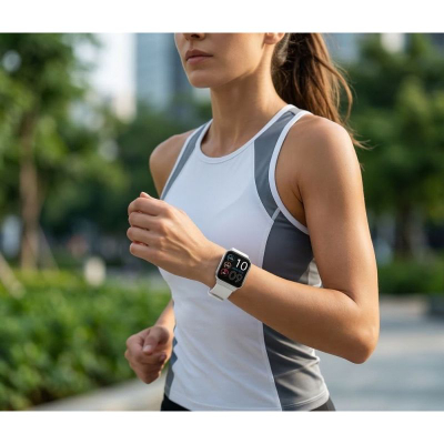 Smartwatch për goca Gravity GT44-4, ekran 1.75", IP68, argjend me rrip të bardhë