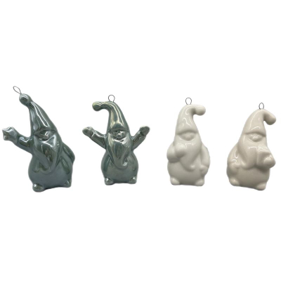 Stoli për pemë Saska Garden Christmas Ceramic Santa, qeramikë, 7.8 cm, i bardhë