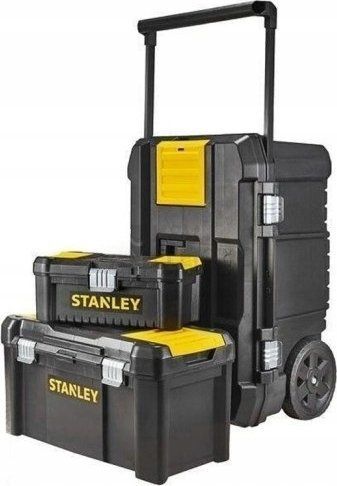 Set arka veglash plastike Stanley Tool Chest Bundle, me ndarje për organizim, i zi