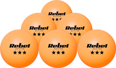 Топчиња за пингпонг Rebel Active, сет 6 парчиња, 40 mm, портокалови