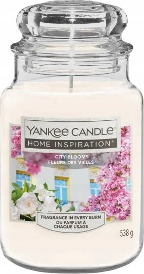 Qiri me aromë Yankee Candle Home Inspiration City Blooms, 538 g, në kavanoz xhami, ngjyrë krem