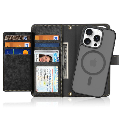 Калф портфељ DUX DUCIS Lawa за iPhone 16 Pro Max, 2 во 1, MagSafe, црна