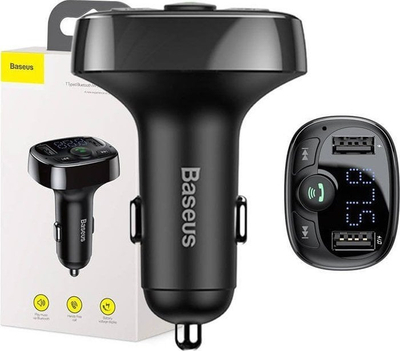 Transmetues FM për veturë Baseus S-09A, Bluetooth, 2x USB, i zi