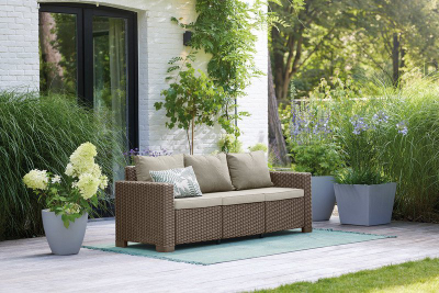 Divan kopshti California, 3 vende, 198x68x71.5 cm, cappuccino