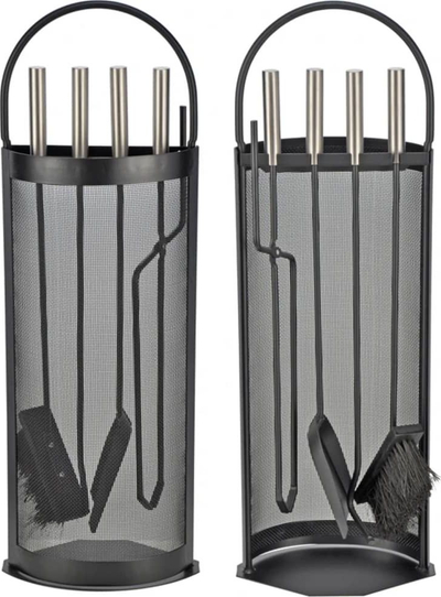 Set veglash për oxhak HI Fireplace Tool Set, 5 pjesë, metal, i zi