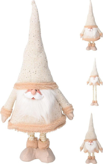 Figurë dekorative Santa, 112cm, këmbë teleskopike, ari krem