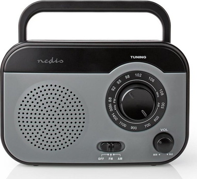 Radio portabël Nedis RDFM1340GY, AM FM, gri me zi