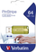 USB Verbatim PinStripe, 64GB, 2.0, jeshile metalike