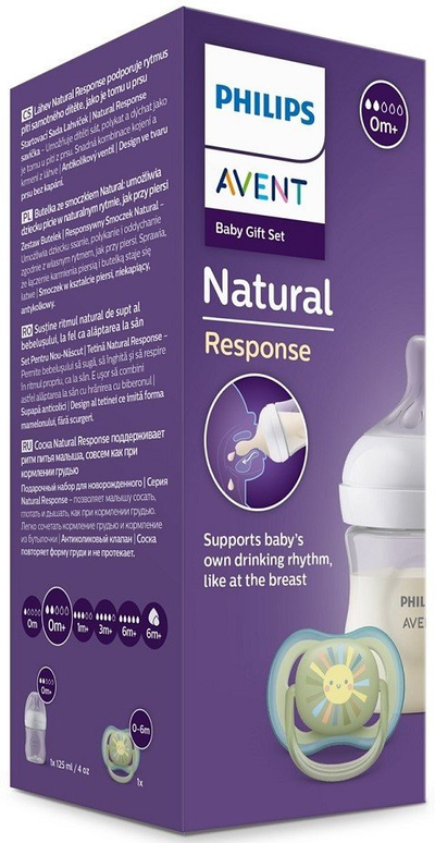 Set për bebe Philips Avent Natural Response SCD837/10, biberona pa BPA, i kapshëm mirë në dorë, transparent