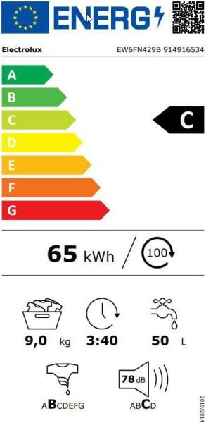 Lavatriçe Electrolux EW6FN429B, 9kg, 1400rpm, e bardhë