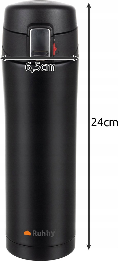 Gotë termike Ruhhy 25114, 440ml, mbyllje hermetike, e zezë mat