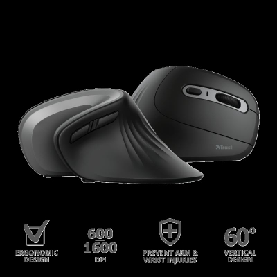 Maus wireless Trust Verro 23507, ergonomik vertikal, i zi