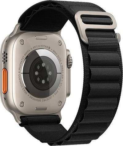 Rrip ore FORCELL F-DESIGN FA13 për Apple Watch 42/44/45/49 mm, prej pëlhure, i zi