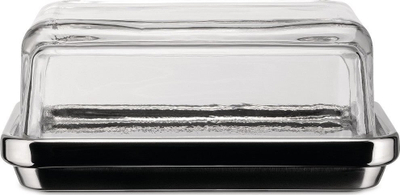 Enë gjalpi Alessi ES03, çelik i lustruar, kapak qelqi transparent