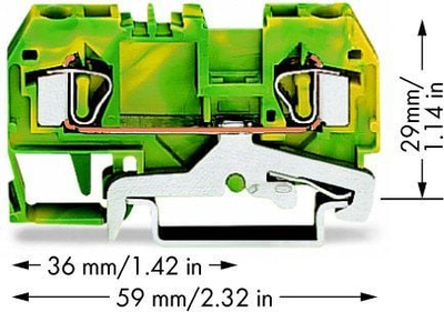 Заштитна борна Wago 281-907, 4mm², за шина, жолто зелена