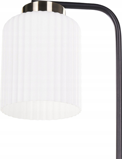 Lampë tavoline Beliani Caudelo, metal, këmbë e zezë, abazhur i bardhë