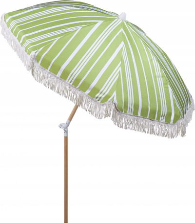 Çadër plazhi Beliani Mondello, 150 cm, poliester rezistent UV, jeshile me vija