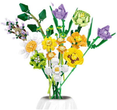Blloqe konstruktuese LEAN Toys Decorative Bouquet, 925 pjesë, lule shumëngjyrëshe