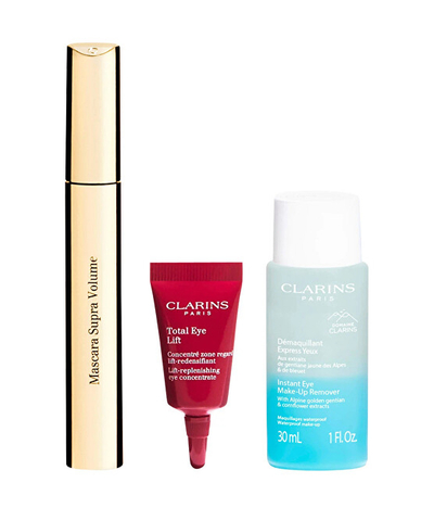 Set Clarins All About Eyes Collection, pastrues grimi, 30 ml + maskarë për qerpikë, 8 ml + krem për sy, 3 ml
