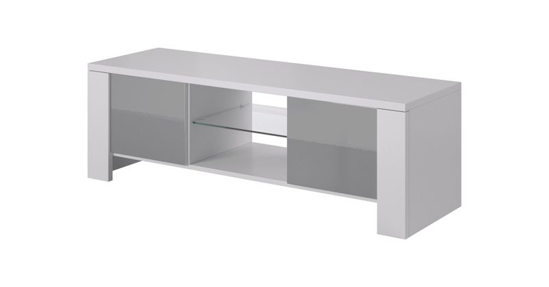 Komodë TV Cama Meble West, 130 cm, MDF, e bardhë gri me shkëlqim