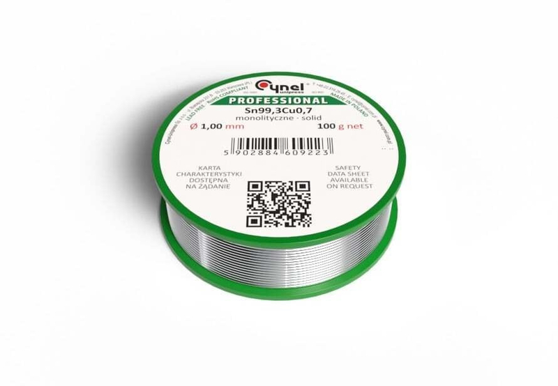 Tel saldimi Cynel Sn99.3Cu0.7, 1mm, 100g, argjendtë