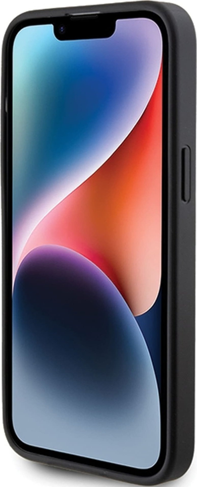 Mbulesë telefoni Guess 4G Bottom Stripe për iPhone 15 Pro Max, lëkurë eko, gri e errët
