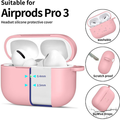 Kuti mbrojtse Tech-Protect për Apple AirPods Pro 3, silikon, me karabinë, rozë