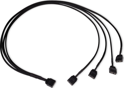Kabllo splitter Alphacool ARGB Y, 3-pin në 4x 3-pin, 60cm, e zezë