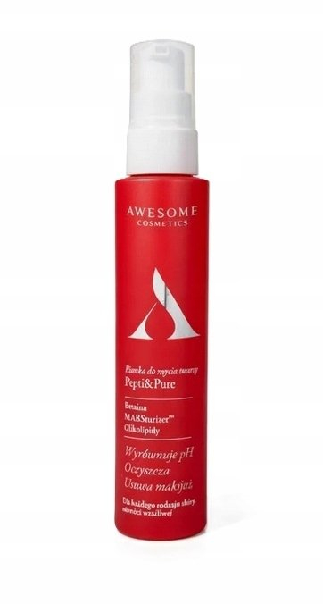Shkumë pastruese fytyre Awesome Cosmetics Pepti &amp; Pure, 100 ml, e kuqe