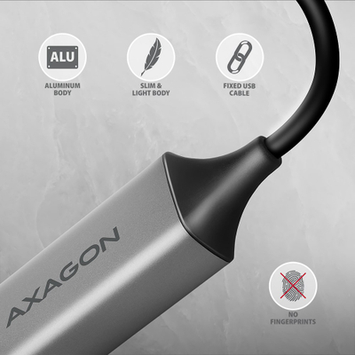 Kartelë rrjeti Axagon ADE-TXCA, USB C USB A, Gigabit Ethernet, gri