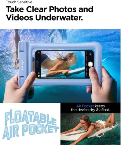 Çantë ujëmbrojtëse Spigen Aqua Shield A610, universale, me litar, blu aqua
