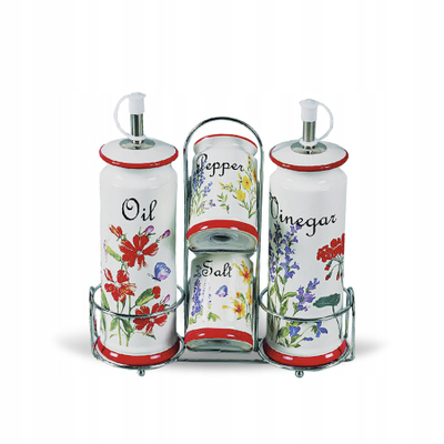 Set për erëza Flora Maestro Ceramic Flora, 5 copë, qeramike, me lule, i bardhë