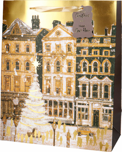 Qese dhurate Incood për Krishtlindje, 26x32 cm, me motive festive, shumëngjyrëshe