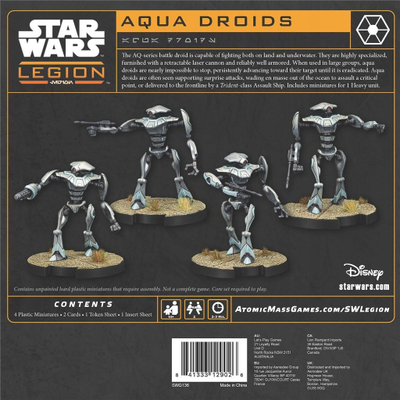 Zgjerim loje tavoline Atomic Mass Games Star Wars Legion Aqua Droids, për 2 lojtarë, 14+, shumëgjuhëshe