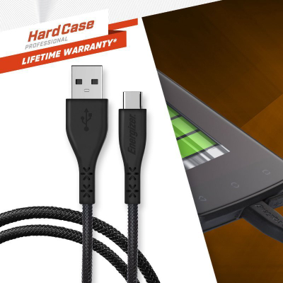Kabllo USB A në USB C Energizer Hard Case, 1.2m, e zezë