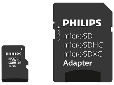 Kartë memorje MicroSD Philips PHMSDM16GHC10U1, 16GB, UHS-I U1 Class 10, me adapter