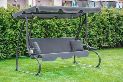 Shtrat lëkundës kopshti La Veranda DeLuxe, 3 persona, i palosshëm, gri
