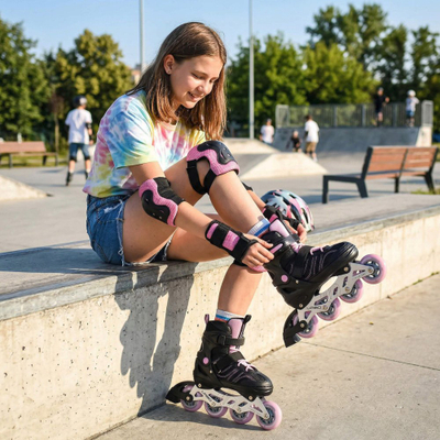 Patina inline Meteor Urbo, rrota 76 mm, madhësi 34-37, zi rozë