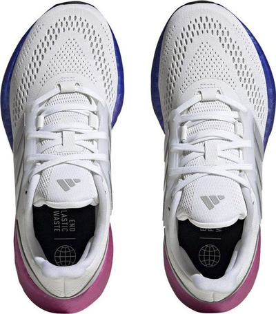Atlete vrapimi Adidas Pureboost 22 W HQ8576, për goca, me amortizim Boost, të bardha me vjollcë rozë