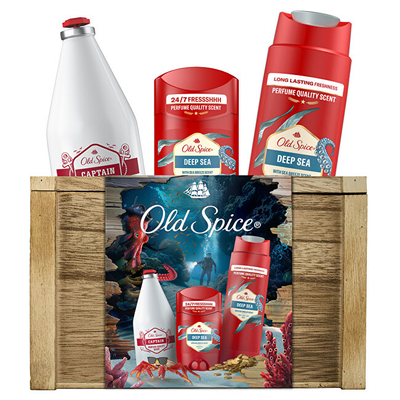 Set për meshkuj Old Spice Deep Sea Body Care, xhel dushi 250 ml + losion pas rroje 250 ml + deodorant stick 50 ml