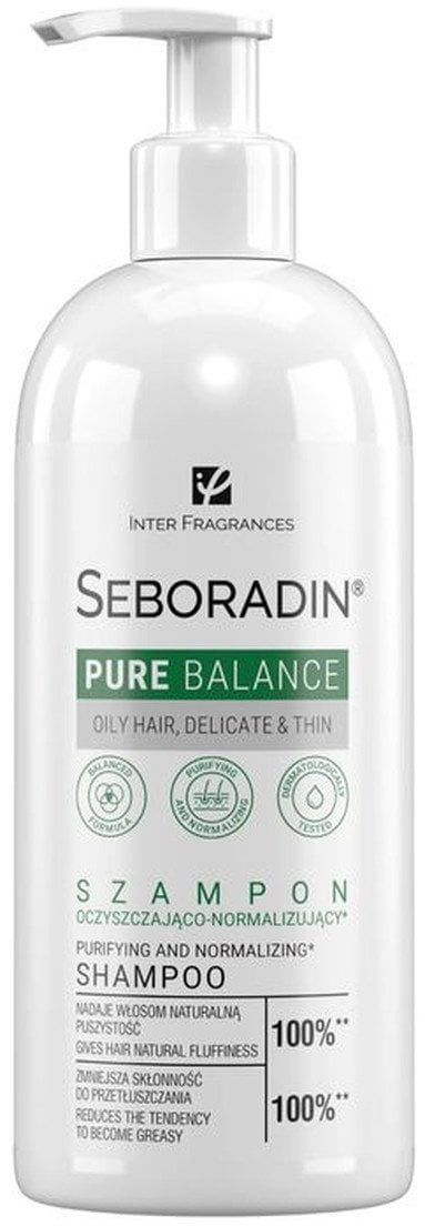 Shampo flokësh Seboradin Pure Balance, pastruese për flokë me yndyrë, 400 ml