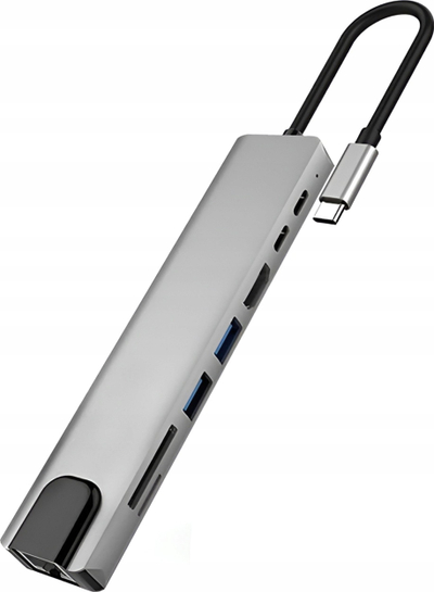 Докинг станица Bounn JH-81, 8 во 1, USB-C, сива