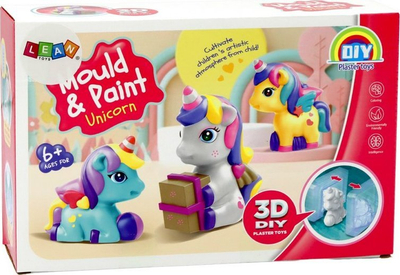 Set kreativ me gips Leantoys Gypsum Casts Unicorn 3D, figurina për t’u bërë vetë, me bojëra