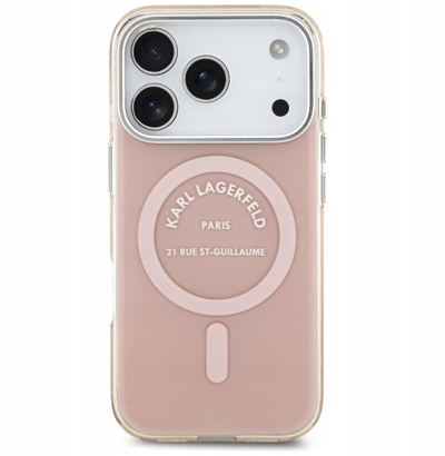 Kapak telefoni Karl Lagerfeld IML Karl RSG Logo MagSafe, për iPhone 17 Pro, rozë
