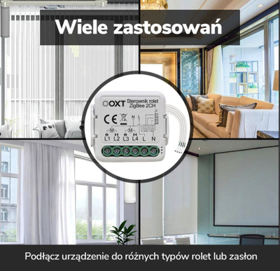 Modul Oxt Mini Controller 2 ZigBee Tuya për roleta dhe tenda, i bardhë