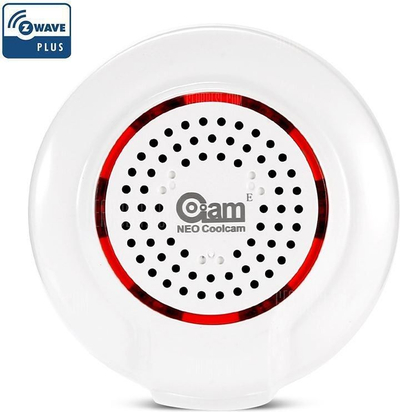 Sirena inteligjente NEO Coolcam Z-Wave Plus, alarm me zë e me dritë, e bardhë