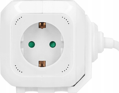 Zgjatues elektrik 4-fish, 2P E Schuko, 2xUSB, 1.4m, i bardhë