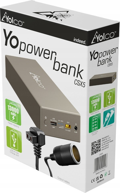 Powerbank Yolco Yopowerbank CSX5, 13000mAh, 18W Fast Charge, gri