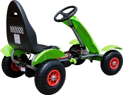 Гокарт со педали Racing XL, пневматски гуми, 50 kg, зелен